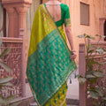 Vibrant Lime Green Soft Silk Woven Designer Saree for Women