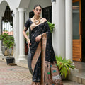 Premium Black Banarasi Silk Weaving Saree with Zari Border
