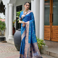 Royal Blue Banarasi Silk Weaving Saree with Zari Border