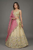 Elegant Beige Tissue Silk Embroidered Designer Lehenga Choli with Pink Dupatta for Wedding