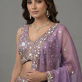 Stylish Lavender Tissue Silk Embroidered Designer Lehenga Choli with Dupatta for Wedding