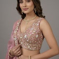 Beautiful Pink Tissue Silk Embroidered Designer Lehenga Choli with Dupatta for Wedding