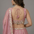Beautiful Pink Tissue Silk Embroidered Designer Lehenga Choli with Dupatta for Wedding