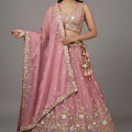 Beautiful Pink Tissue Silk Embroidered Designer Lehenga Choli with Dupatta for Wedding