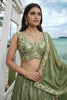 Refreshing Olive Green Chiffon Embroidered Designer Lehenga Choli with Dupatta for Wedding
