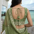 Refreshing Olive Green Chiffon Embroidered Designer Lehenga Choli with Dupatta for Wedding