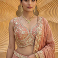 Lovely Peach Pink Embroidered Designer Lehenga Choli with Dupatta for Wedding