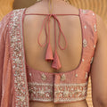 Lovely Peach Pink Embroidered Designer Lehenga Choli with Dupatta for Wedding