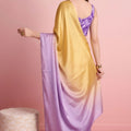 Stylish Lavender Satin Pedding Saree Printed Blouse for Women