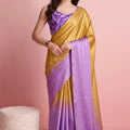 Stylish Lavender Satin Pedding Saree Printed Blouse for Women
