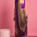 Graceful Brown Satin Saree Printed Blouse for Women