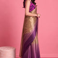 Graceful Brown Satin Saree Printed Blouse for Women