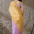 Premium Lavender Satin Saree Floral Printed Blouse for Women