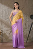 Premium Lavender Satin Saree Floral Printed Blouse for Women