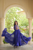 Elegant Navy Blue Faux Georgette Bandhani Printed Designer Gown with Kutchi Patch Work