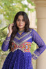 Elegant Navy Blue Faux Georgette Bandhani Printed Designer Gown with Kutchi Patch Work