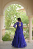 Elegant Navy Blue Faux Georgette Bandhani Printed Designer Gown with Kutchi Patch Work