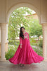 Beautiful Rani Pink Faux Georgette Bandhani Printed Designer Gown with Kutchi Patch Work