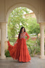 Stunning Orange Faux Georgette Bandhani Printed Designer Gown with Kutchi Patch Work