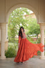 Stunning Orange Faux Georgette Bandhani Printed Designer Gown with Kutchi Patch Work