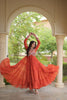Stunning Orange Faux Georgette Bandhani Printed Designer Gown with Kutchi Patch Work