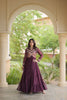 Stylish Wine Faux Georgette Bandhani Printed Designer Gown with Kutchi Patch Work