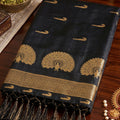 Elegant Black Soft Silk Woven Designer Saree for Women