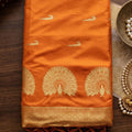 Gracefull Orange Soft Silk Woven Designer Saree Border for Women
