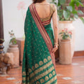 Lovely Rama Green Soft Silk Woven Designer Saree Maroon Border for Women
