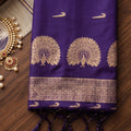 Stylish Purple Soft Silk Woven Designer Saree Maroon Border for Women