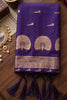 Stylish Purple Soft Silk Woven Designer Saree Maroon Border for Women