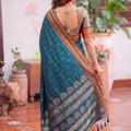 Royal Teal Blue Soft Silk Woven Designer Saree Border for Women