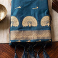 Royal Teal Blue Soft Silk Woven Designer Saree Border for Women