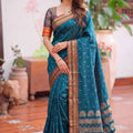 Royal Teal Blue Soft Silk Woven Designer Saree Border for Women