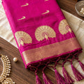 Beautiful Rani Pink Soft Silk Woven Designer Saree Border for Women