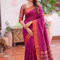 Beautiful Rani Pink Soft Silk Woven Designer Saree Border for Women