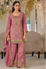 Elegant Dusty Pink Silk Heavy Salwar Suit  Embroidery Work Dupatta for Women