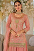 Beautiful Peach Silk Heavy Embroidery Straight Salwar Suit Dupatta for Women