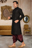 Awesome Black Art Silk Kurta with Maroon Dhoti Style Pyjama for Men