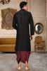 Awesome Black Art Silk Kurta with Maroon Dhoti Style Pyjama for Men