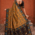 Stylish Brown Patola Silk Woven Meenakari Jacquard Designer Saree for Women