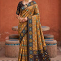 Stylish Brown Patola Silk Woven Meenakari Jacquard Designer Saree for Women