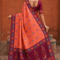 Beautiful Pink Patola Silk Woven Meenakari Jacquard Designer Saree for Women