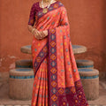 Beautiful Pink Patola Silk Woven Meenakari Jacquard Designer Saree for Women