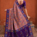 Dusty Rose Pink Patola Silk Woven Meenakari Jacquard Designer Saree for Women