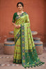 Elegant Lime Green Patola Silk Woven Meenakari Jacquard Designer Saree for Women