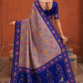 Vibrant Grey Patola Silk Woven Meenakari Jacquard Designer Saree for Women