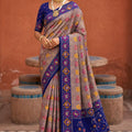 Vibrant Grey Patola Silk Woven Meenakari Jacquard Designer Saree for Women