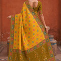 Stylish Yellow Patola Silk Woven Meenakari Jacquard Designer Saree for Women