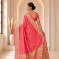 Beautiful Rani Pink Banarasi Silk Woven Jacquard Designer Saree for Women